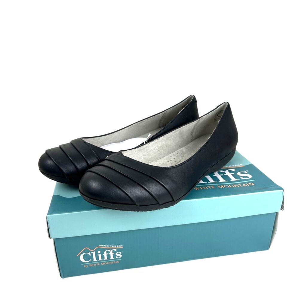 Cliffs By White Mountain Clara Womens 11 Black Vegan Leather Ballet Flats NWT